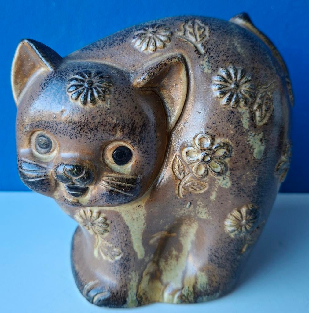 Vintage keramieken spaarpot Kat/Japan, Ophalen of Verzenden, Gebruikt, Steen, Aardewerk of Keramiek, Dier