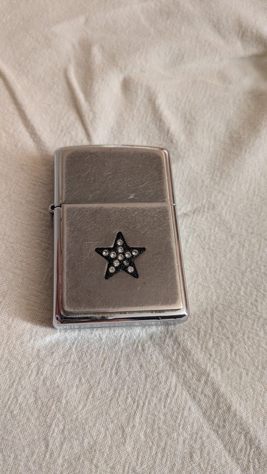 vintage Zippo star Swarovski, Ophalen of Verzenden, Zo goed als nieuw, Aansteker