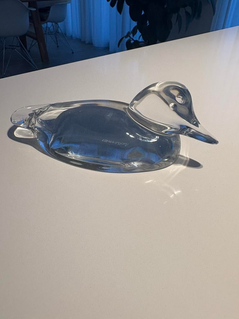 Villeroy & Boch beeld / presse-papier eend kristal jaren 90, Antiek en Kunst, Ophalen of Verzenden