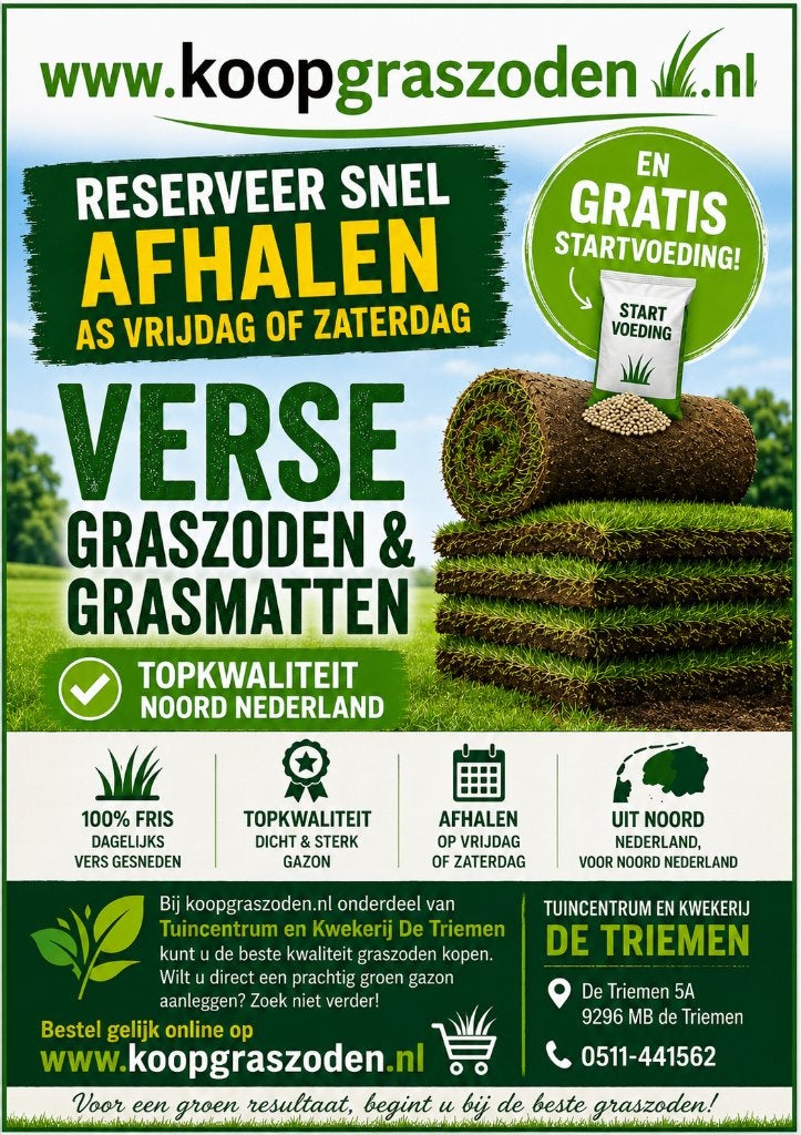 Verse Graszoden nu bestellen & Vrij/Za afhalen, Info@koopgraszoden.nl, 20 m² of meer, De Triemen 5A 9296 MB de Trieme, Koopgraszoden.nl