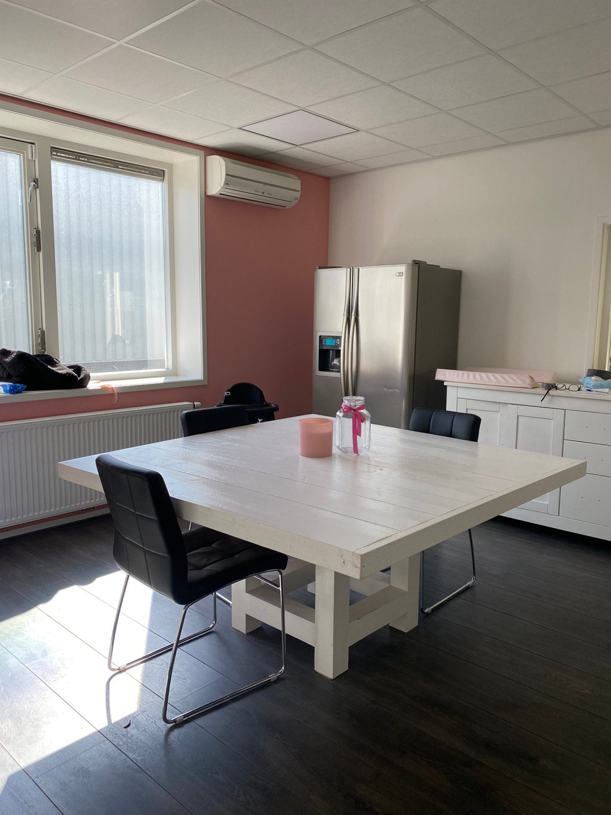 Eettafel, Huis en Inrichting, Tafels | Eettafels, Ophalen, Gebruikt, 150 tot 200 cm, Vierkant
