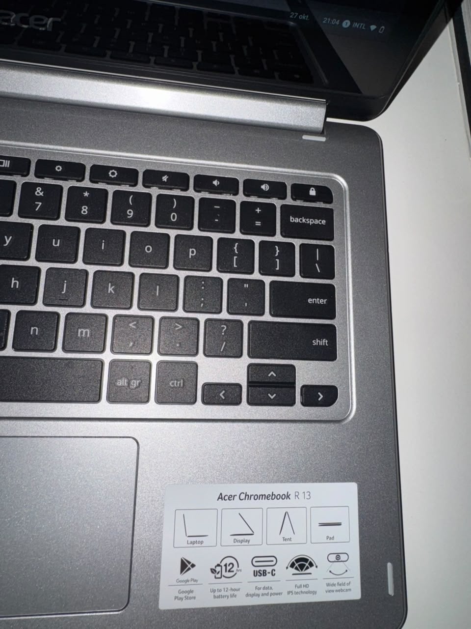 Acer Chromebook R 13 - Zo goed als nieuw, Qwerty, 13 inch, Minder dan 2 Ghz, Met touchscreen