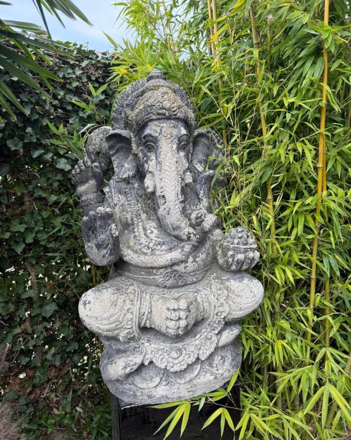 Ganesha 100cm massief van Bali, Tuin en Terras, Tuinbeelden, Ophalen of Verzenden, Zo goed als nieuw, Hout