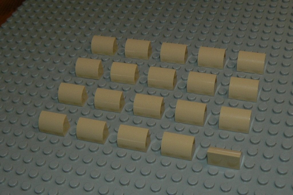 L619 Gebogen stenen 1x2 (hoog) beige 20 st., Ophalen of Verzenden, Nieuw, Losse stenen, Lego