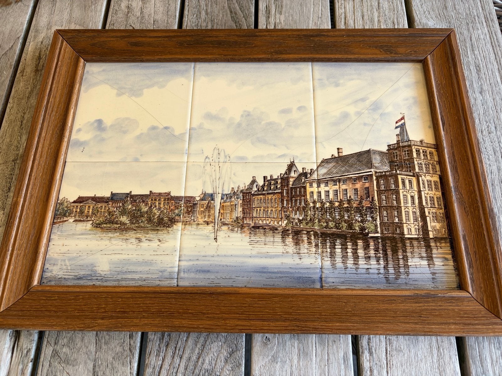 Tegeltableau Binnenhof Den Haag - Vintage Schilderij, Ophalen