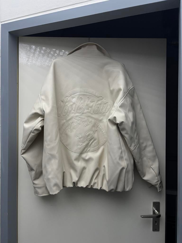 Leren bankzitters jas maat L, Kleding | Heren, Jassen | Zomer, Ophalen of Verzenden, Zo goed als nieuw, Maat 52/54 (L), Beige