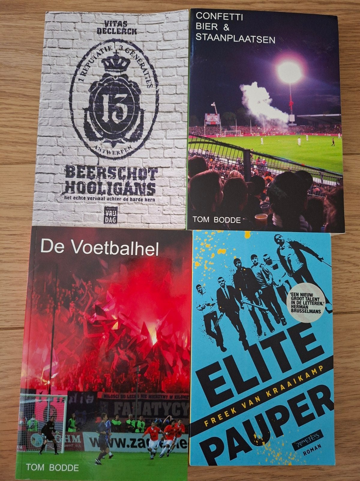 Voetbalboeken: Beerschot Hooligans, De Voetbalhel, Confetti, Ophalen, Gelezen, Tom Bodde, Freek van Kraaikamp, Vitas Declerck
