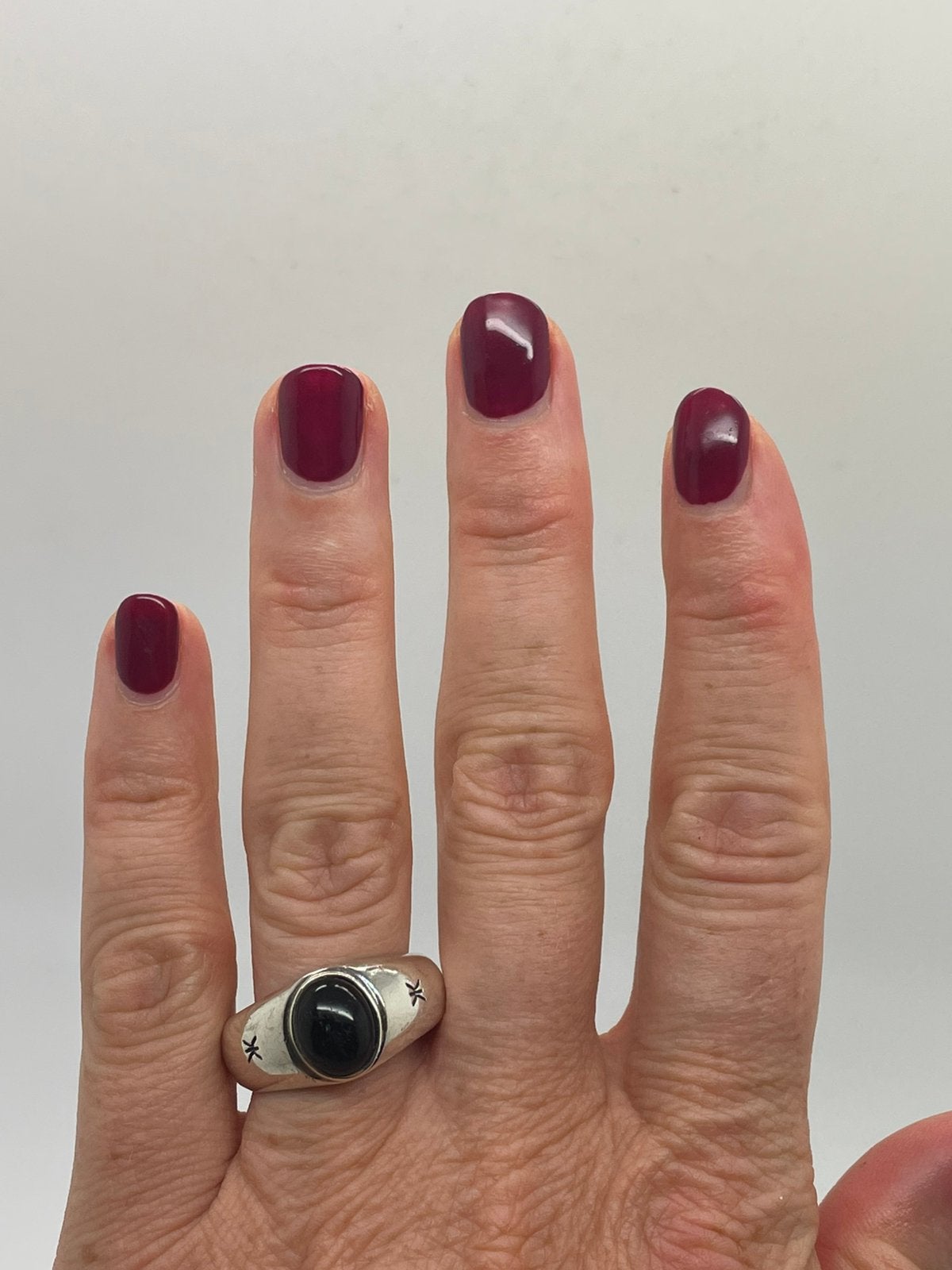 F900 Prachtige zilveren onyx ring maat 21, 20 of groter, Ophalen of Verzenden, X, Met edelsteen