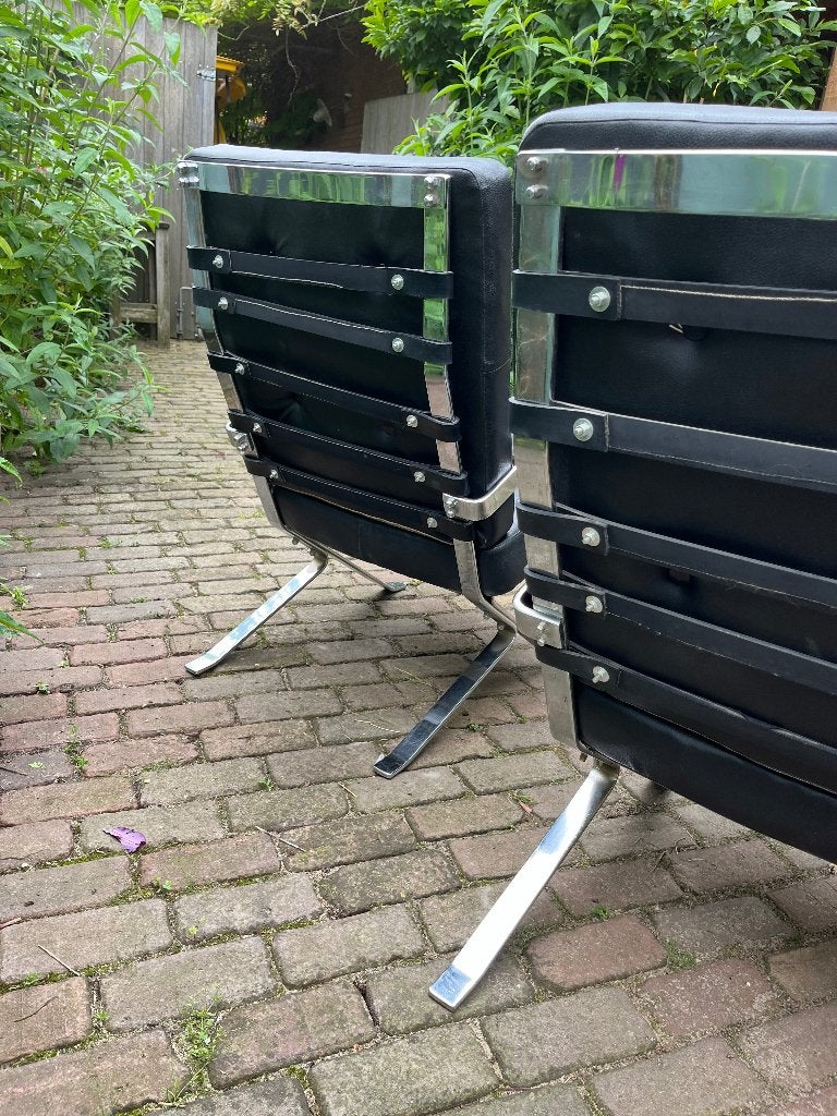 2 Fauteuils COR, Kjaerholm stijl vintage, Huis en Inrichting, Fauteuils, Gebruikt, 75 tot 100 cm, Leer, 50 tot 75 cm