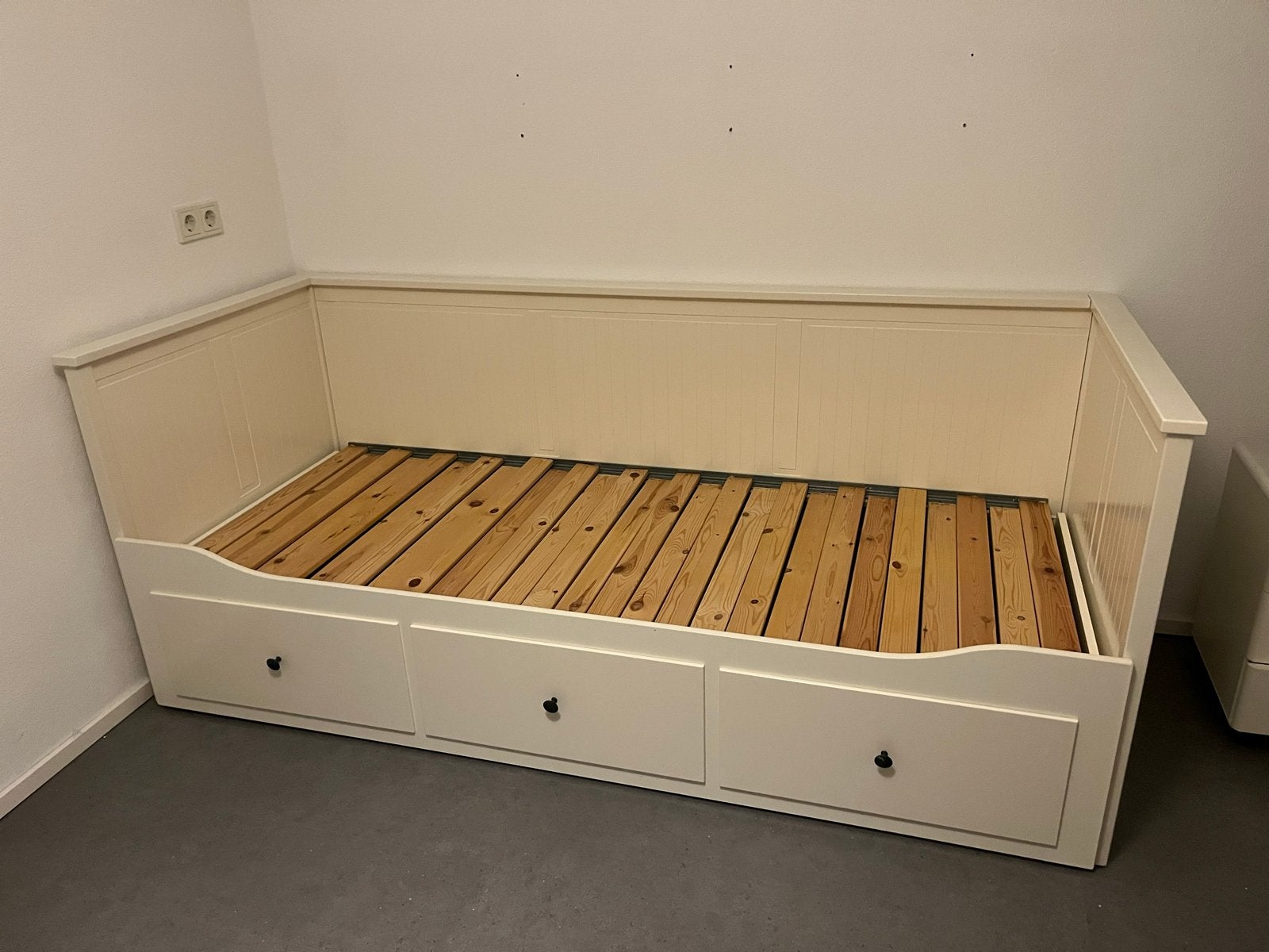 IKEA Hemnes bedbank met 3 lades - Wit, Ophalen, Eenpersoons, Wit, 80 cm