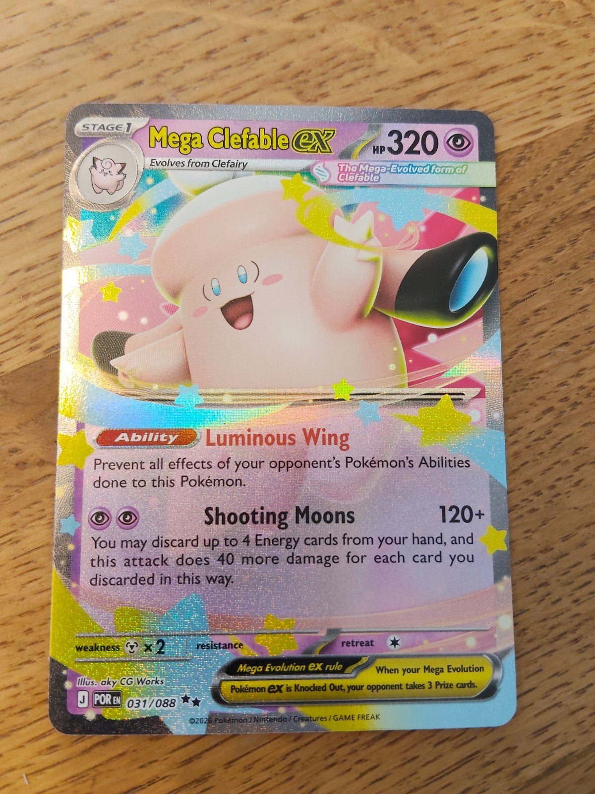 Mega clefable ex, Hobby en Vrije tijd, Verzamelkaartspellen | Pokémon, Ophalen of Verzenden, Zo goed als nieuw, Losse kaart