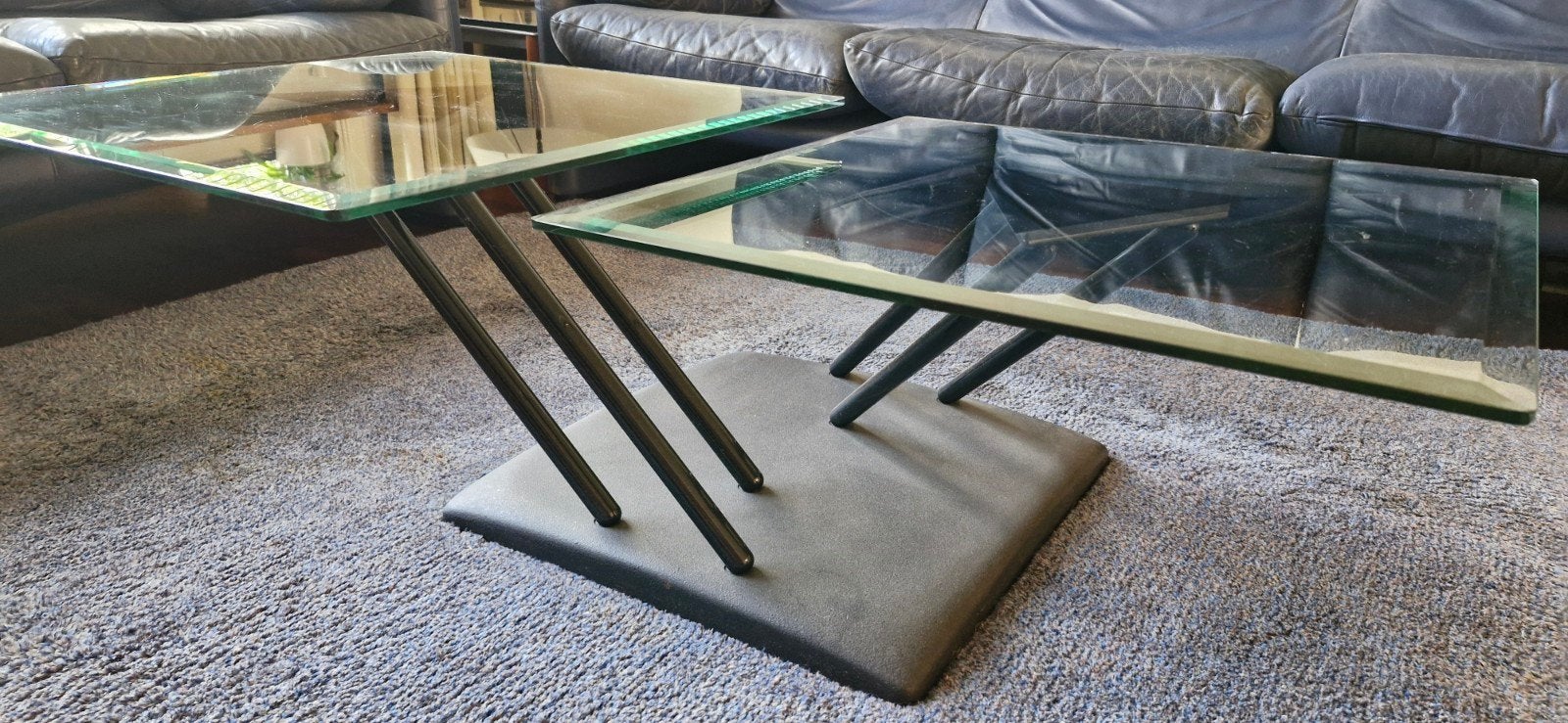 Glazen Italiaanse design salontafel, Ophalen, Rechthoekig, 50 tot 100 cm