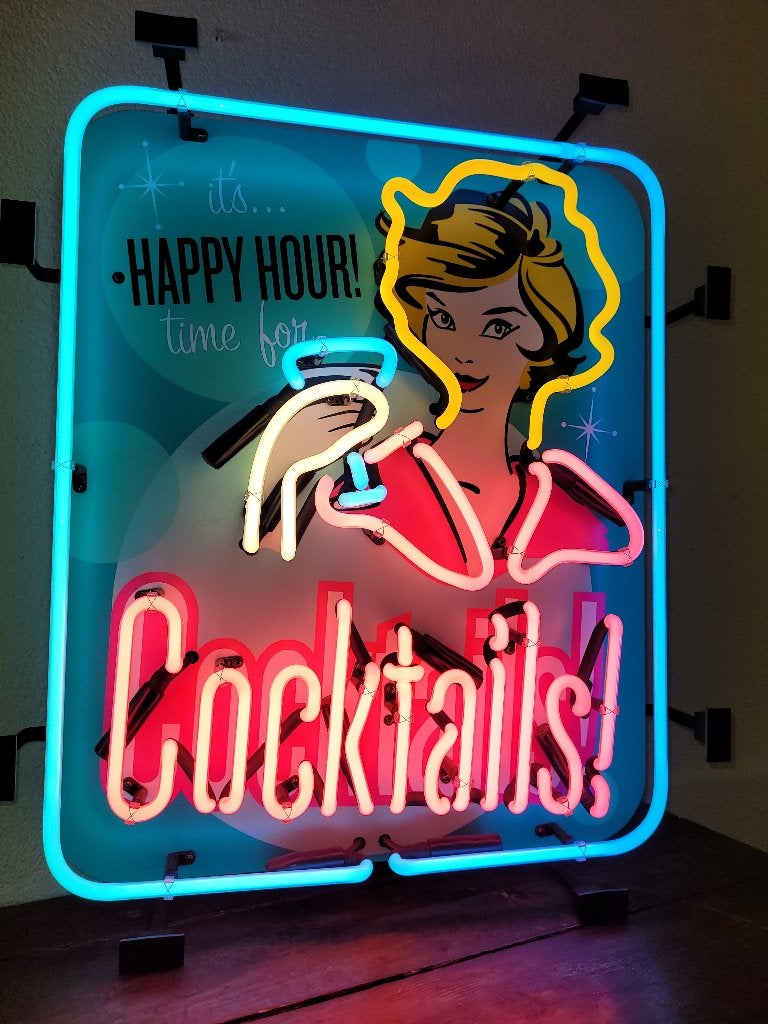 Cocktails neon lamp div. neonverlichting sixties fifties, Ophalen, Zo goed als nieuw, Lichtbak of (neon) lamp