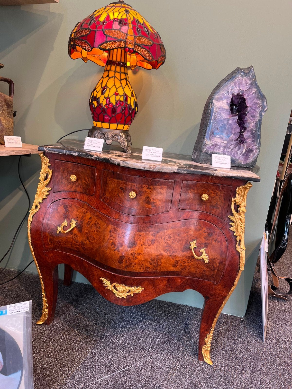 Elegante Louis XV Commode met zwart Marmeren Blad, Ophalen