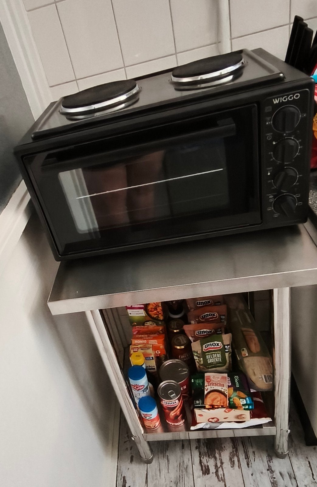Wiggo Vrijstaande Oven met Kookplaat - Zwart, 45L, 3534W, Ophalen, Zo goed als nieuw, Minder dan 45 cm