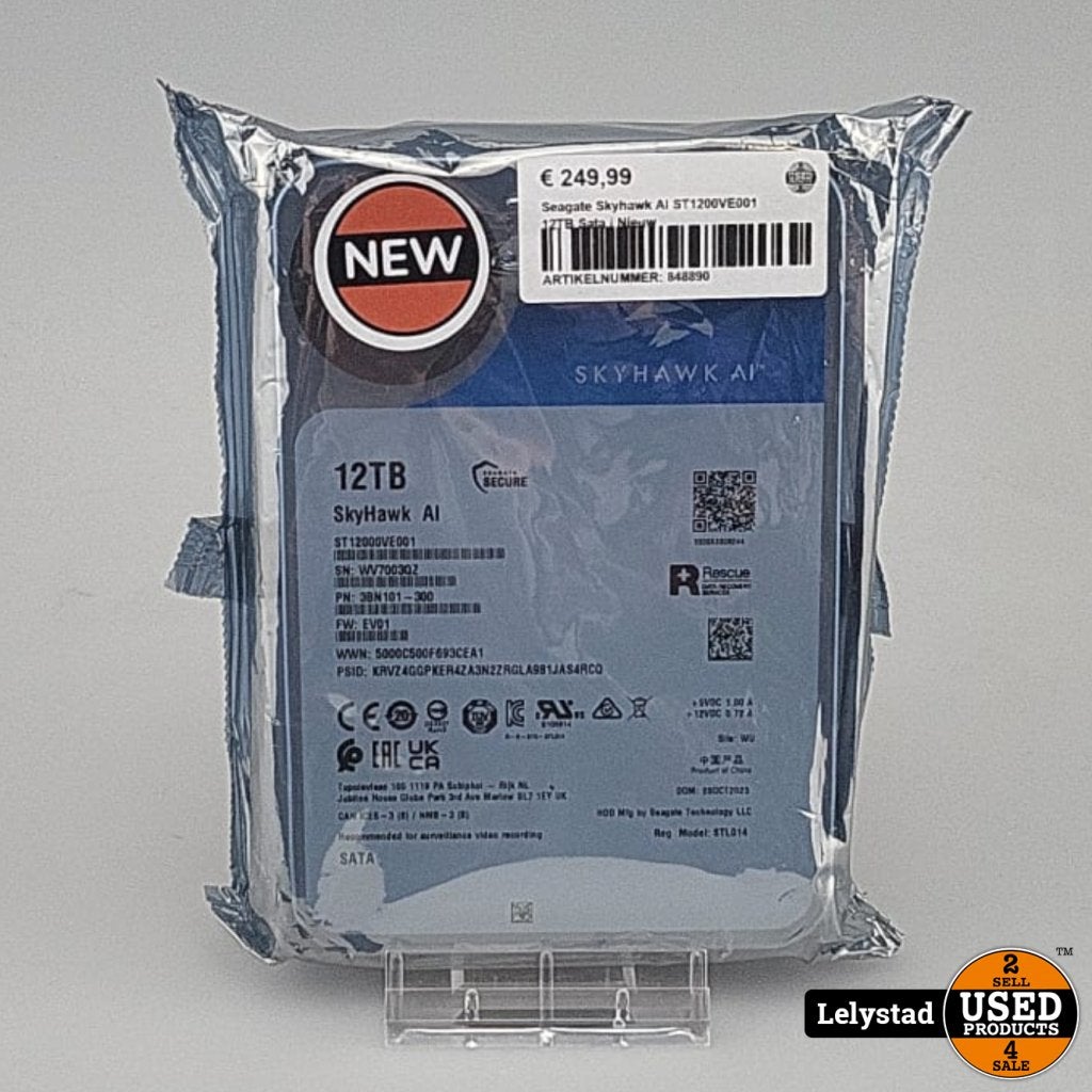 Seagate Skyhawk AI ST1200VE001 12TB Sata | Nieuw