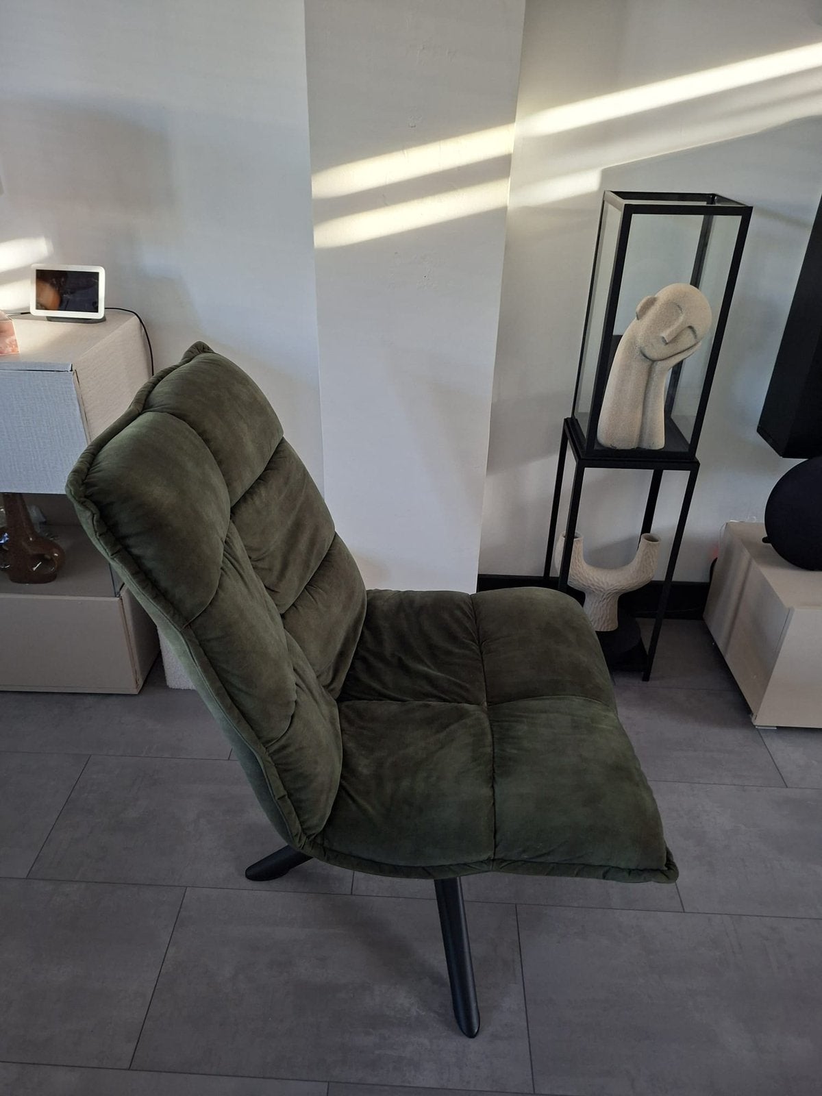 Comfortabele groene fauteuil - Draaibaar, Overige materialen, Gebruikt, Overige kleuren, Ophalen of Verzenden