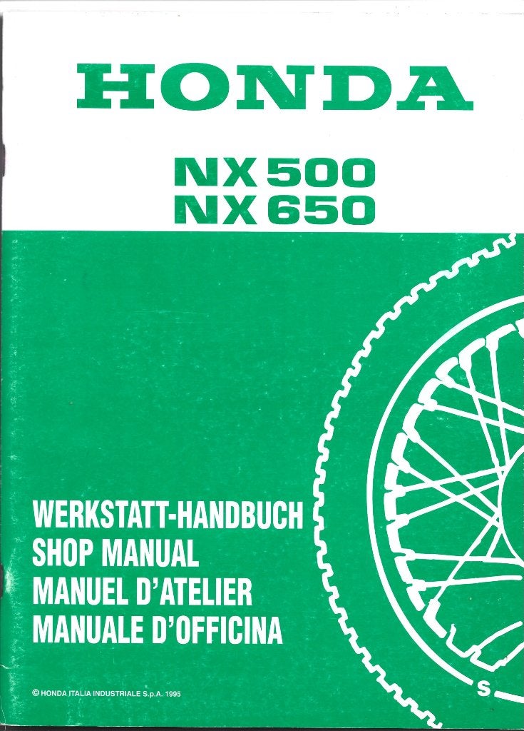 Honda NX500 NX650 supplement werkplaatsboek (3624z), Verzenden, Honda