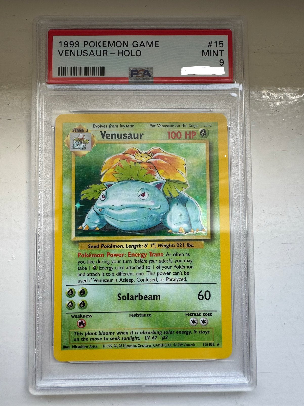 Venusaur holo base set PSA 9 MINT!!, Hobby en Vrije tijd, Verzamelkaartspellen | Pokémon, Ophalen of Verzenden, Nieuw