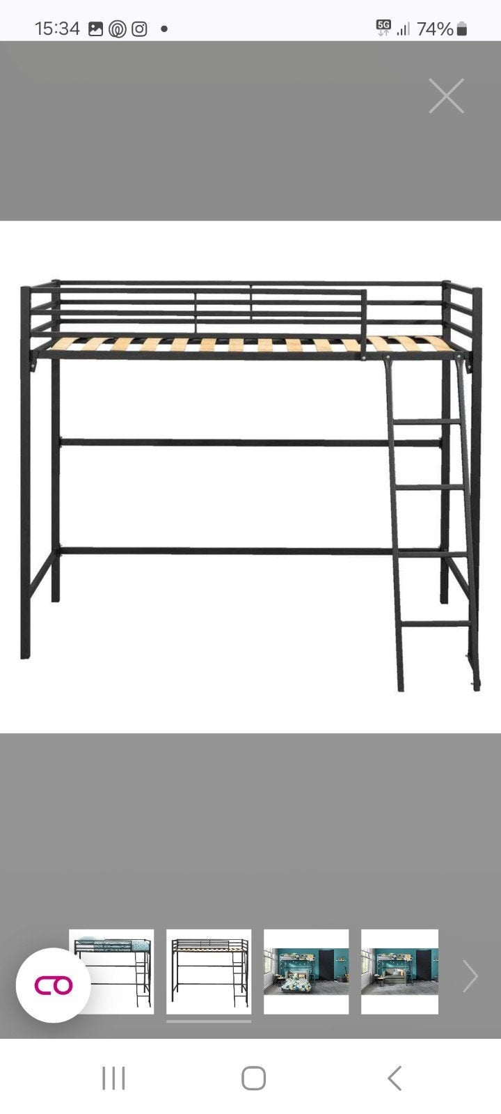 Hoogslaper Mats - metaal mat antraciet Leenbakker, Ophalen of Verzenden, Eenpersoons, 90 cm, Hoogslaper