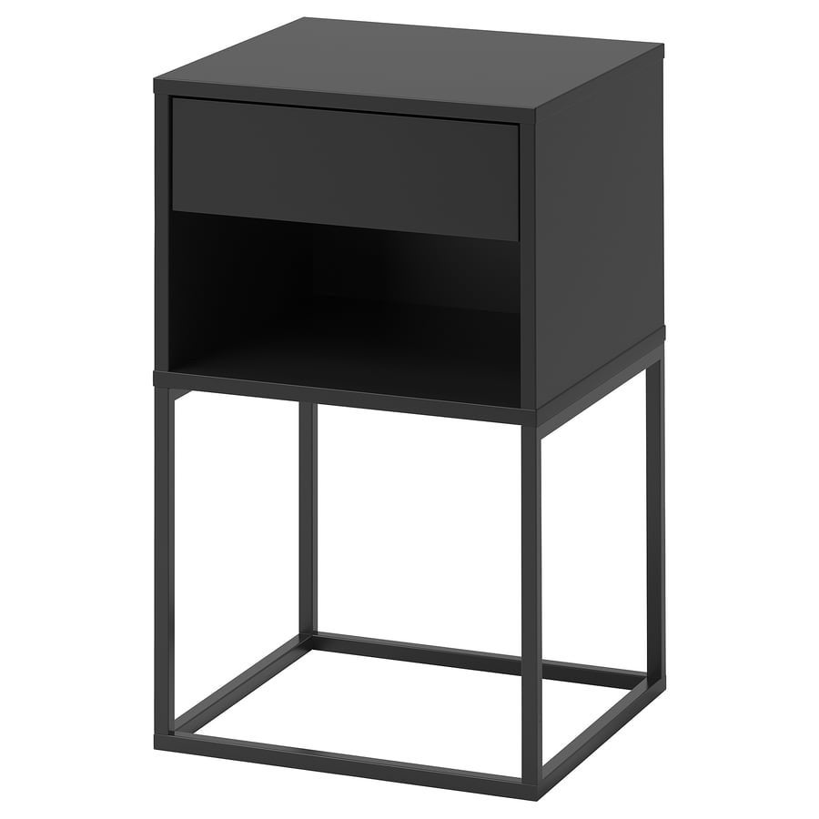 IKEA VIKHAMMER Nachtkastje, zwart, 40x39 cm, Huis en Inrichting, Ophalen, Gebruikt, Minder dan 45 cm, 55 tot 70 cm