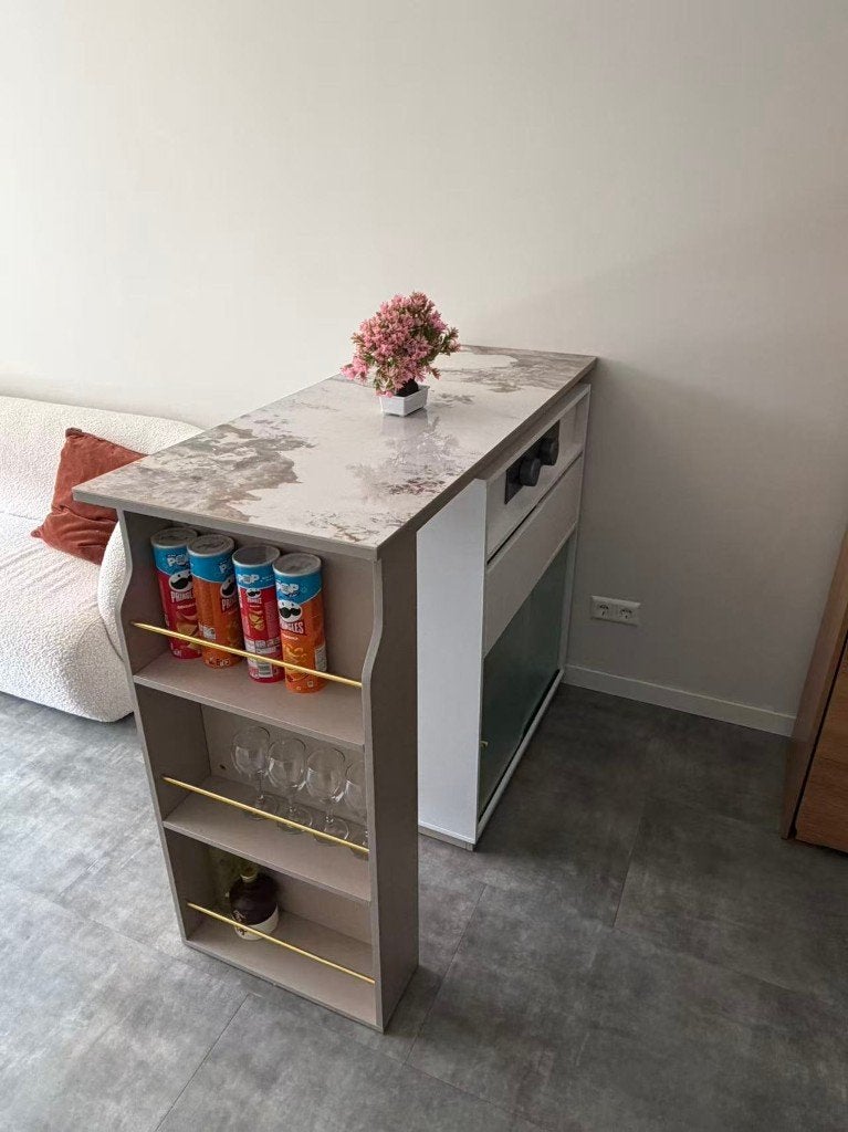 Movable home bar cabinet / coffee station with storage, Ophalen, 100 tot 150 cm, Zo goed als nieuw, Minder dan 100 cm