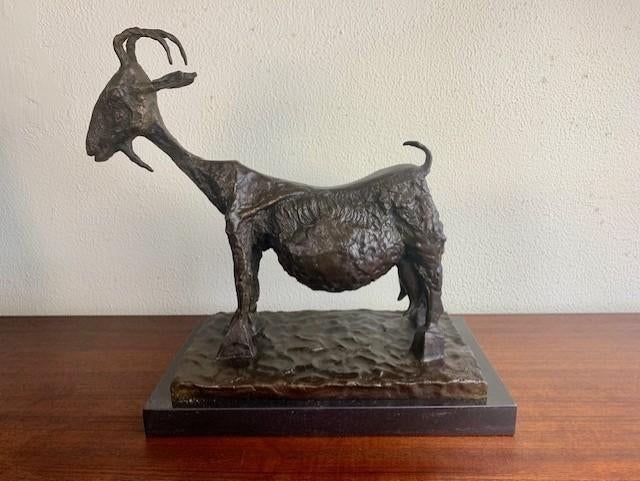 Groot Bronzen Beeld Geit Picasso She Goat Gesigneerd Nummer, Overige onderwerpen, Handgemaakt, Ophalen of Verzenden, Brons