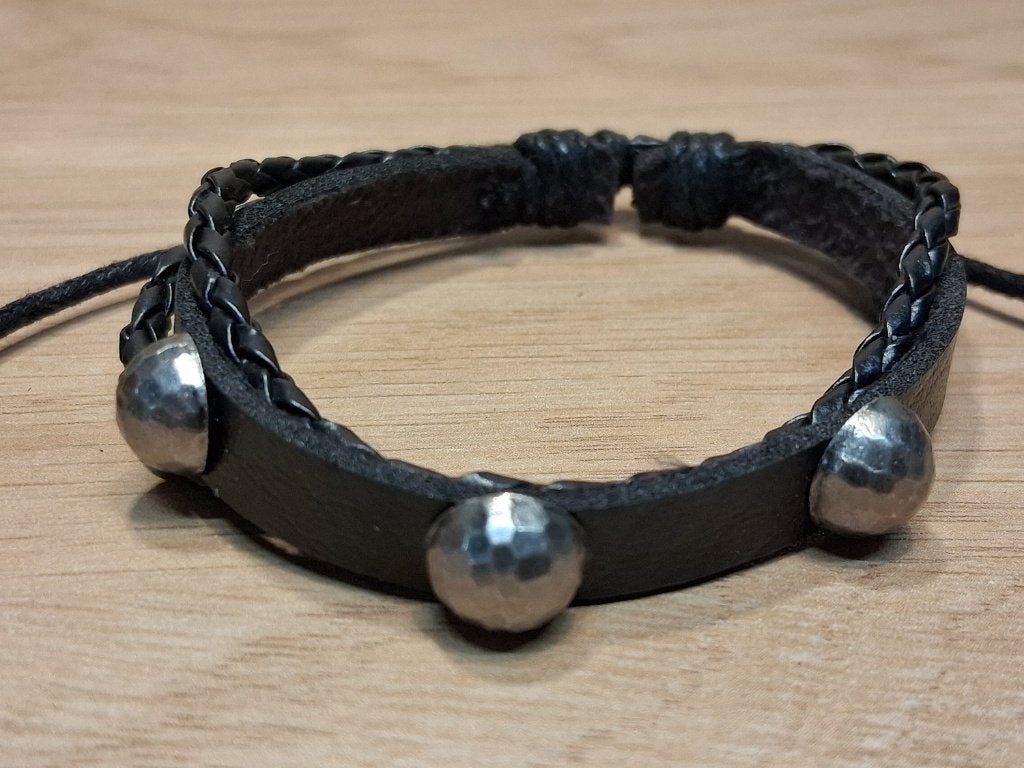 zwarte leren armband nr.01, Sieraden, Tassen en Uiterlijk, Armbanden, Ophalen of Verzenden, Nieuw, Zwart, Leer