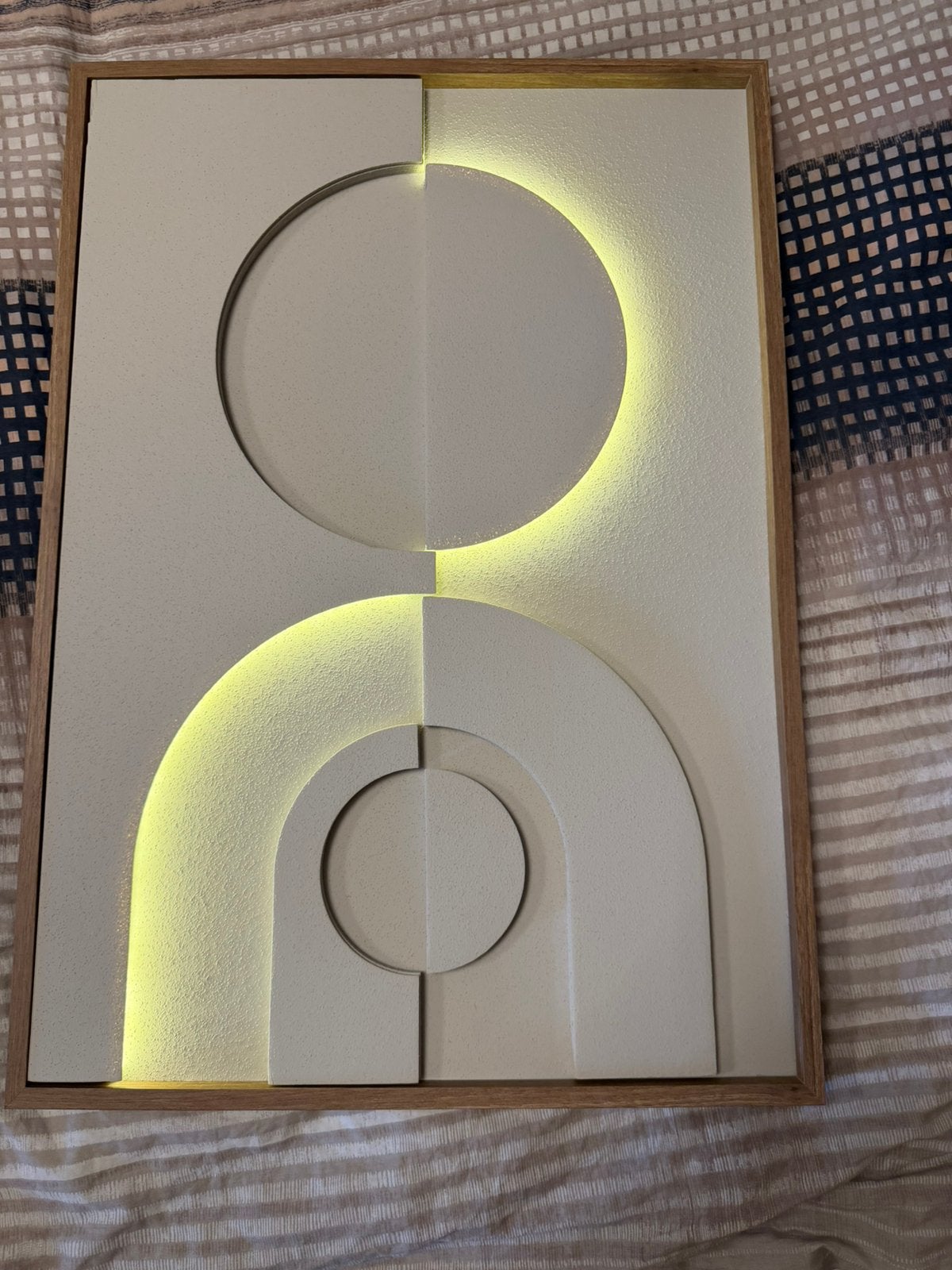 Action LED schilderij, Beige, Met verlichting, Schilderij, Nieuw