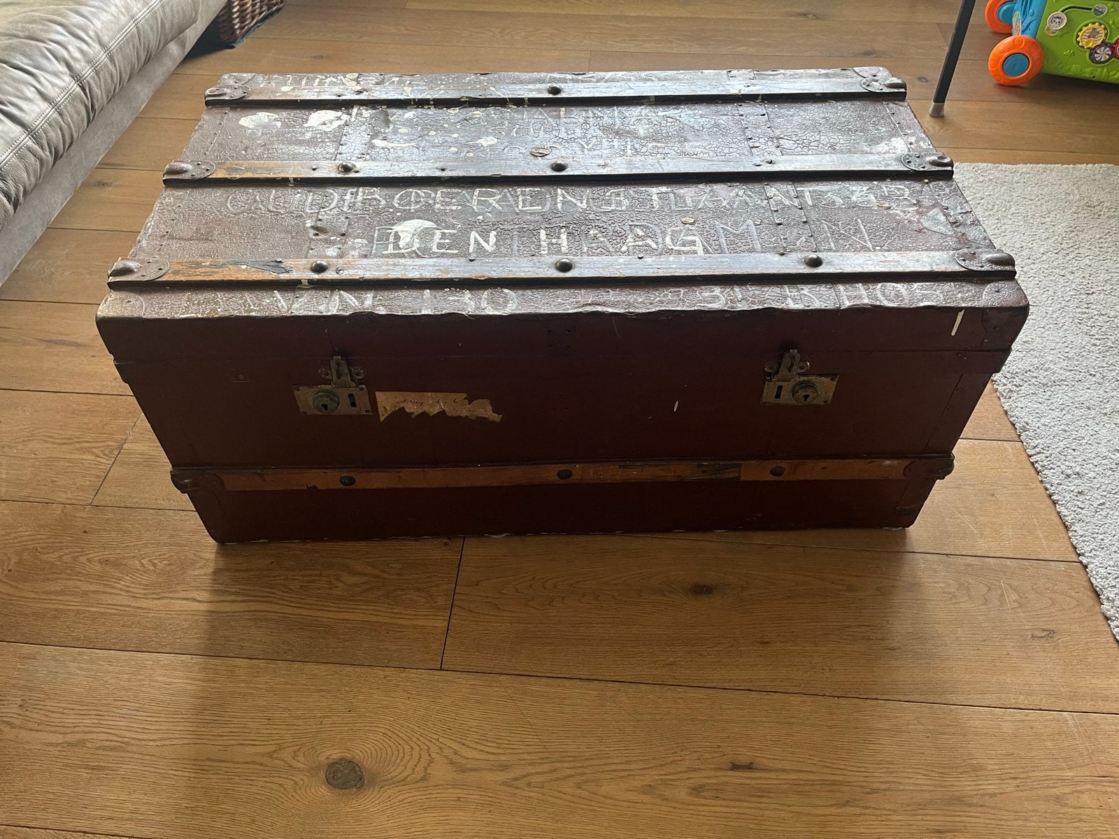 Vintage Opbergkist / Reiskoffer - 49x37x86 cm - Gebruikt, Ophalen, Overige materialen, Minder dan 50 cm, Gebruikt