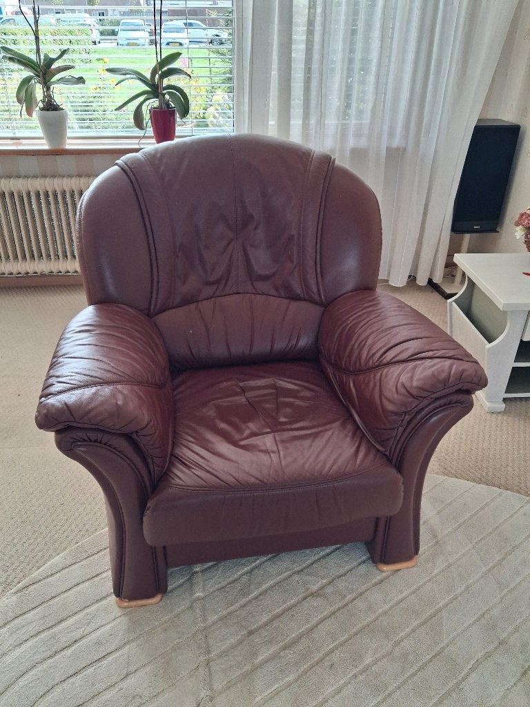 Bordeaux rode stoel, Huis en Inrichting, Ophalen, Gebruikt, 50 tot 75 cm, Leer