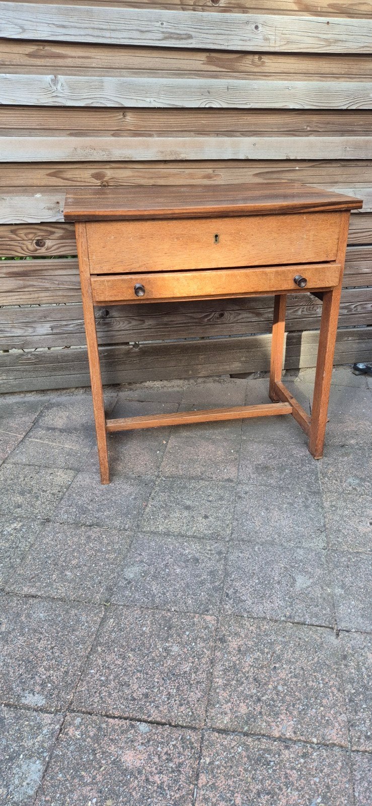 Grappig kastje 63x44x67 eiken + blad formica, Ophalen, 25 tot 50 cm, Rechthoekig, 50 tot 100 cm