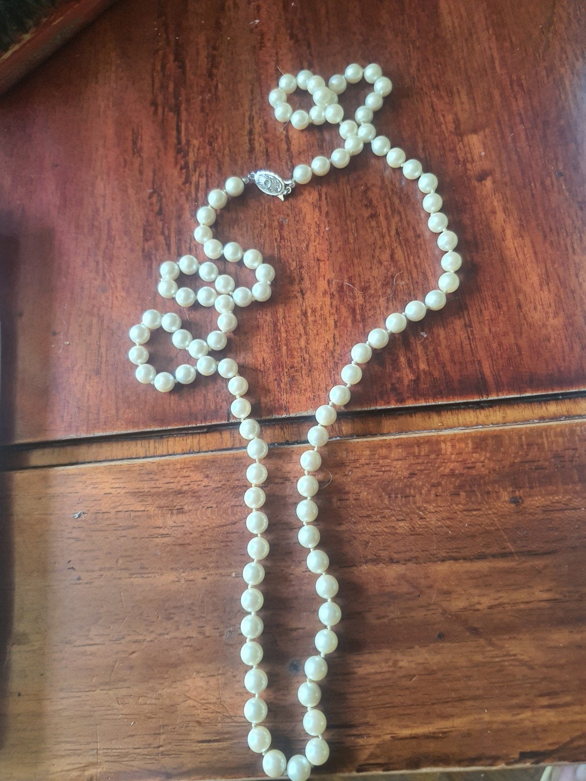 Vintage Parelketting met Zilveren Sluiting, Sieraden, Tassen en Uiterlijk, Kettingen, Ophalen of Verzenden, Gebruikt, Wit, Overige materialen
