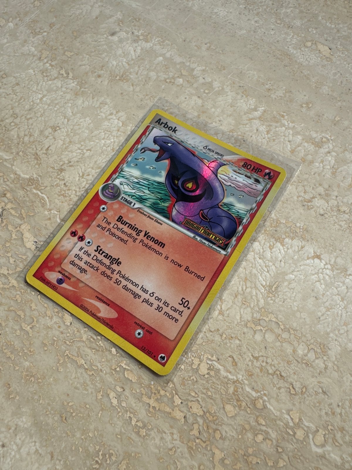 Arbok 13/101 Dragon Frontiers Pokémon Kaart, Ophalen of Verzenden, Gebruikt, Losse kaart