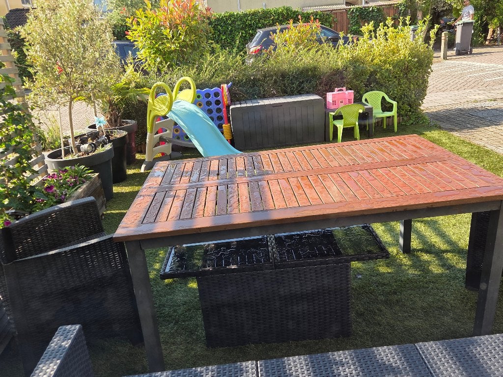Tuintafel, Ophalen, Gebruikt, Rechthoekig, Hout