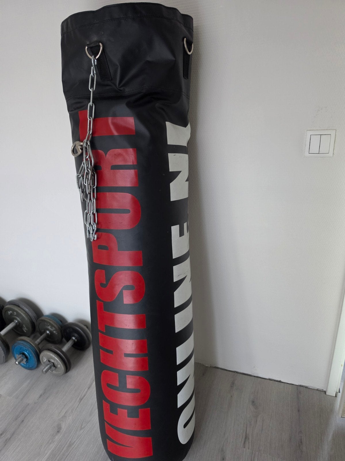Bokszak 150 cm - Zo goed als nieuw met haken en ketting, Overige, Vechtsportmateriaal, Zo goed als nieuw, Groter dan maat XL