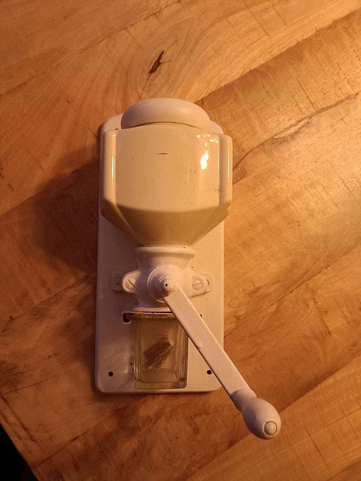Oude, zeer goed uitziende koffiemolen met deksel en glas, Ophalen of Verzenden