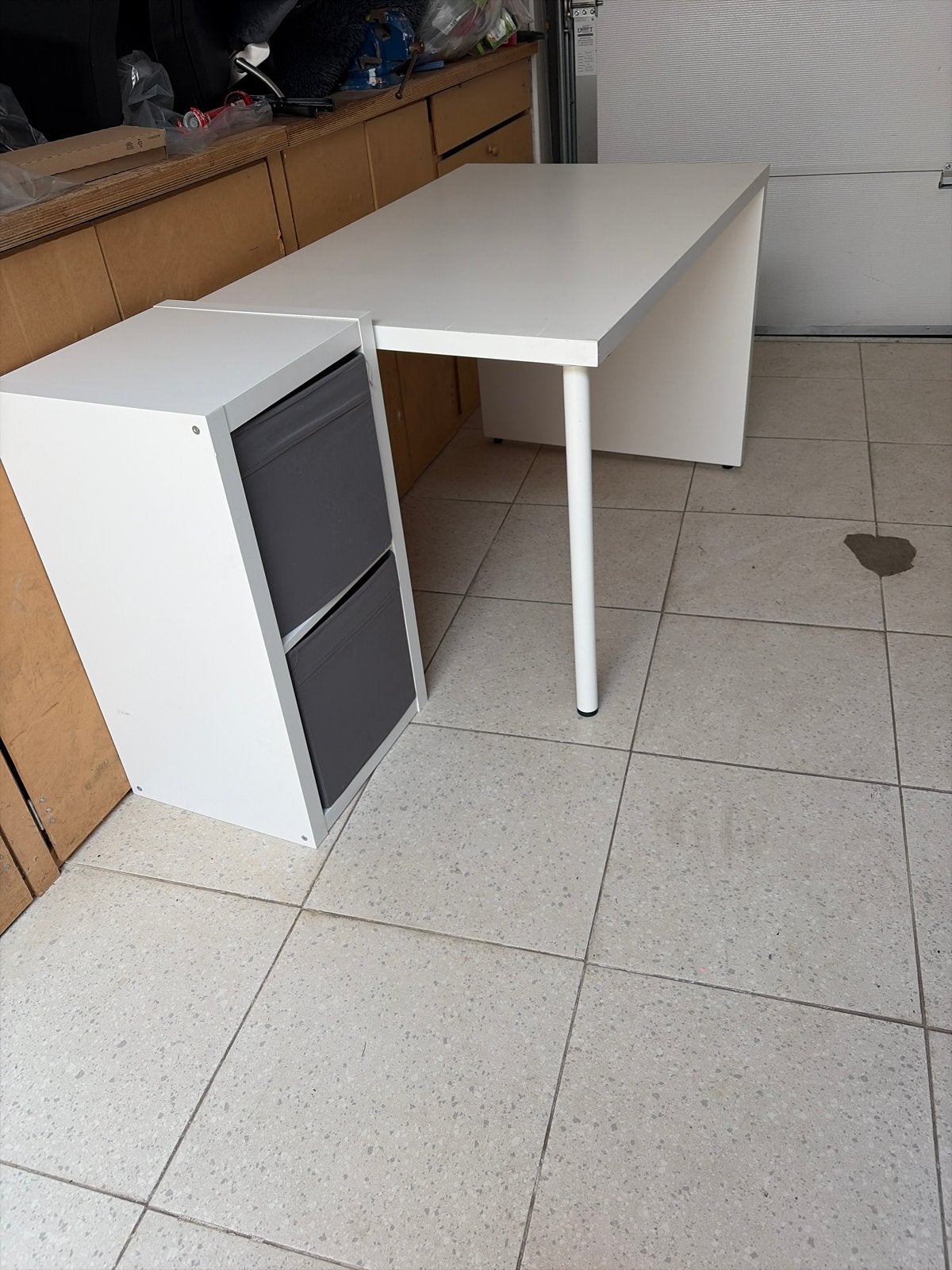Bureau met Kallax kast van IKEA, Opbergruimte, Gebruikt, Spaanplaat of MDF, Ophalen of Verzenden
