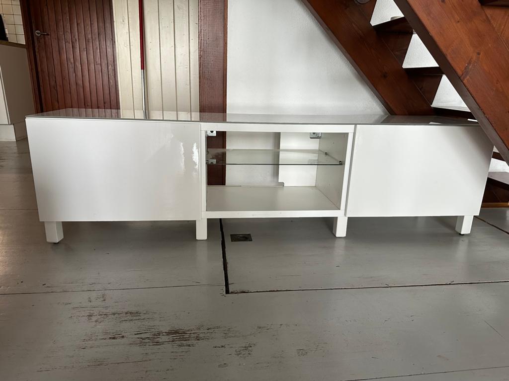 IKEA BESTA TV meubel en losse vitrinekast, Ophalen, Minder dan 50 cm, Gebruikt, 150 tot 200 cm