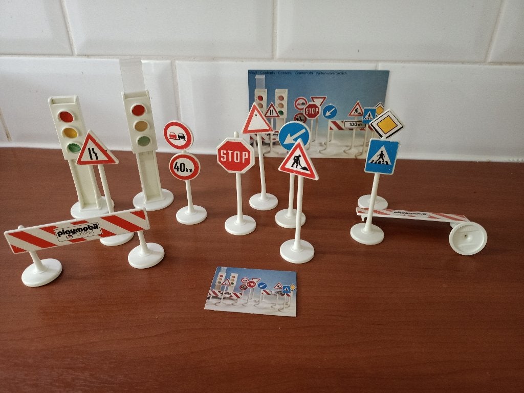 Playmobil 3204 verkeersborden - vintage, Ophalen, Gebruikt, Complete set