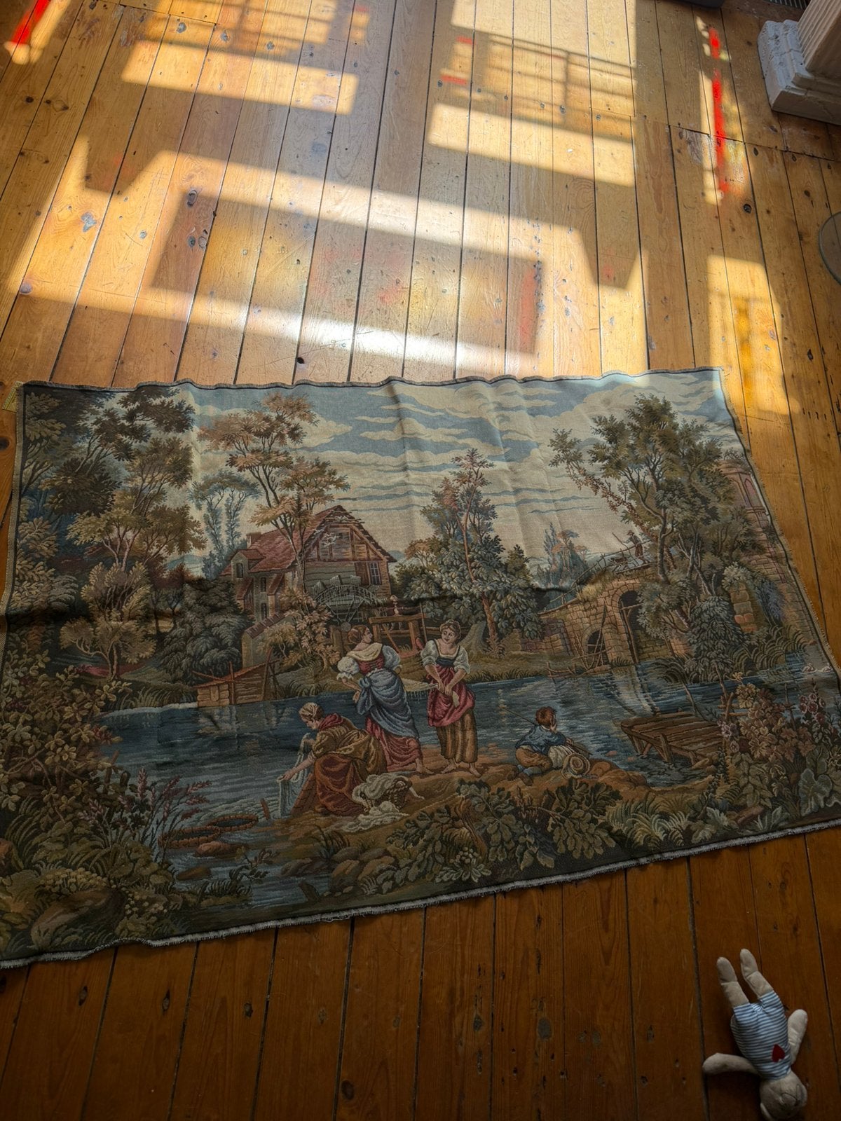 Groot en klein vintage italiaans gobelin wandkleed, Antiek en Kunst, Ophalen of Verzenden