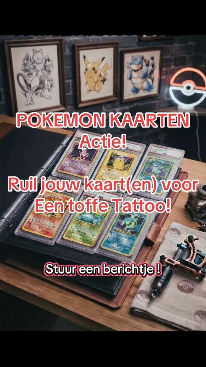 Ruil je Pokémon kaarten voor een toffe tattoo!, Hobby en Vrije tijd, Verzamelkaartspellen | Pokémon, Ophalen of Verzenden, Gebruikt