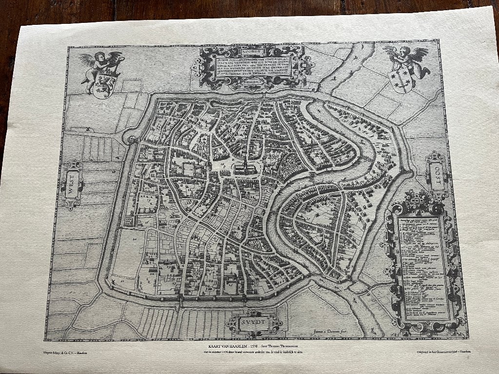 Kaart van Haarlem - 1578 - Thomas Thomaszoon, Met passe-partout, Ophalen of Verzenden, Voor 1600, Overige technieken