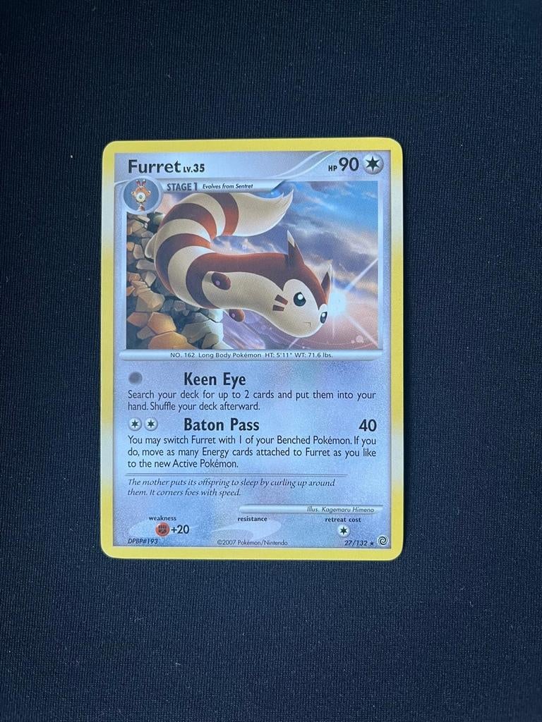 Pokémon kaart Furret 27/132, Ophalen of Verzenden, Zo goed als nieuw, Losse kaart