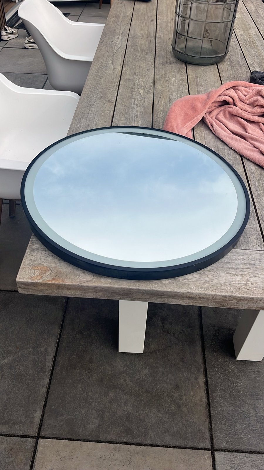 Ronde spiegel met LED verlichting - 60 cm doorsnee, Huis en Inrichting, Woonaccessoires | Spiegels, Ophalen, Rond, Zo goed als nieuw