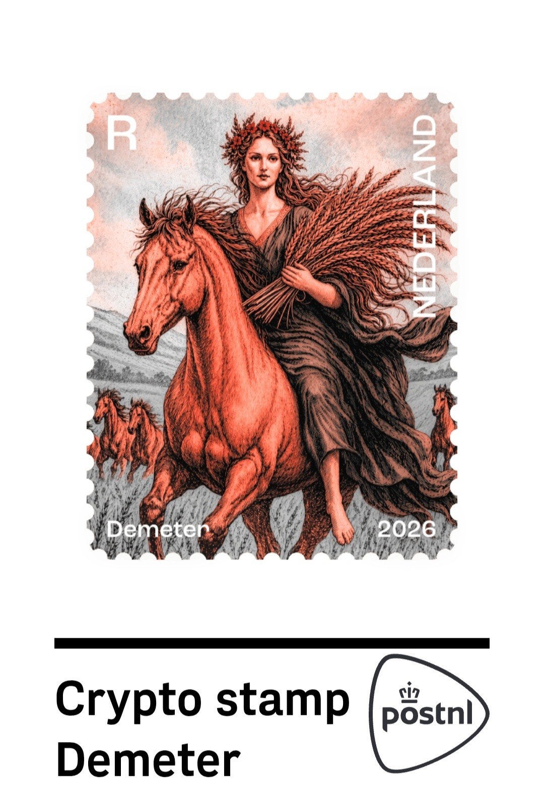 Demeter crypto stamp ROOD, Ophalen of Verzenden, Na 1940, Postfris