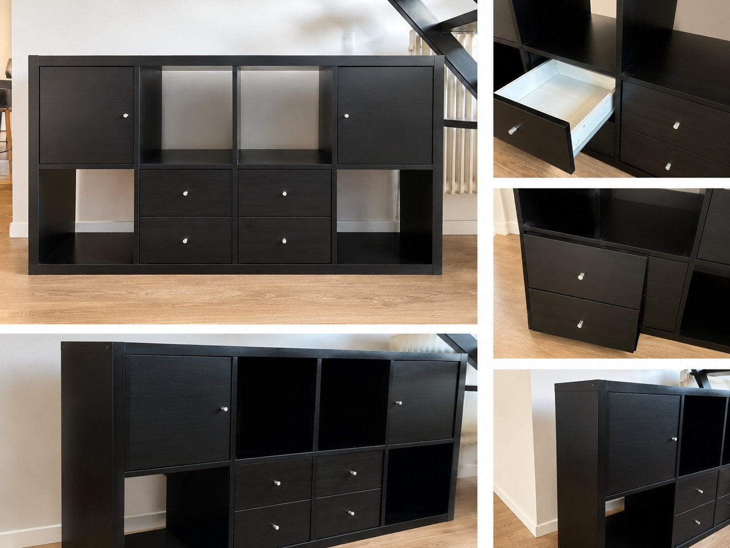 Zwart IKEA Kallax Kast met Lades en Deuren, Ophalen, Zo goed als nieuw, 25 tot 50 cm