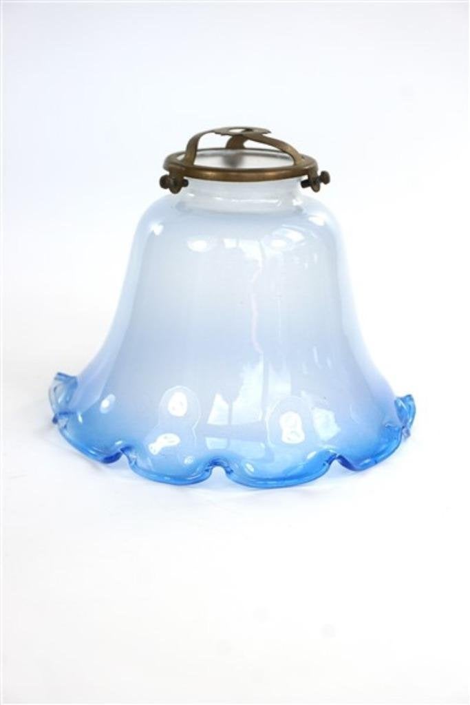 Vintage glazen lampje / lampenkap, -, Blauw, -, Rond