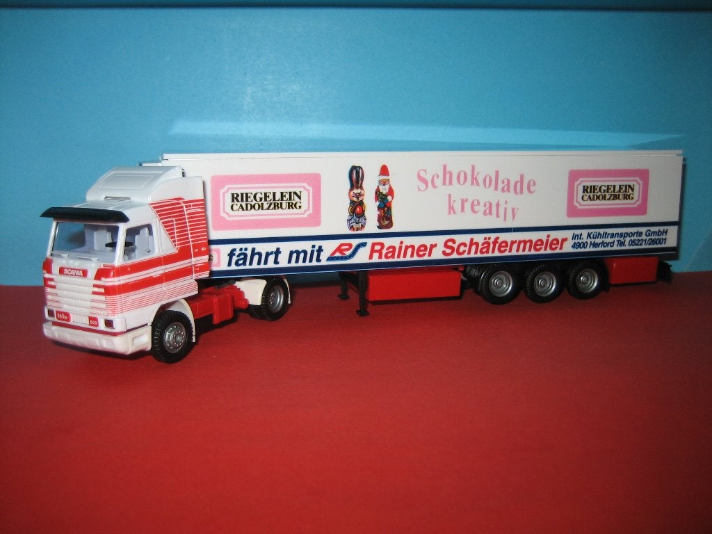 Rainer-Schafermeier  SCANIA 143 met oplegger  AWM, Hobby en Vrije tijd, Modelauto's | 1:87, Ophalen of Verzenden, Zo goed als nieuw