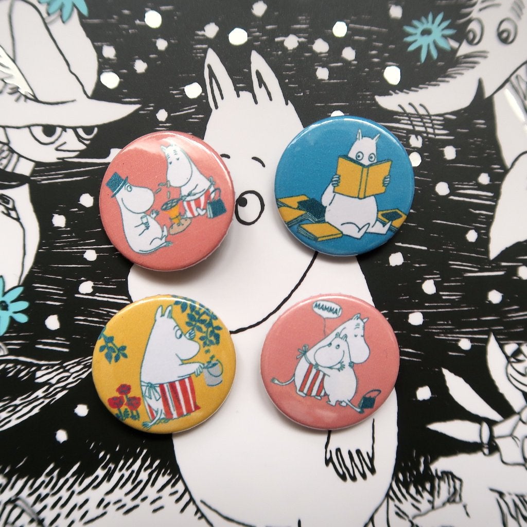 Moomins buttons badges speldjes pin set van 4, Verzenden, Nieuw, Overige onderwerpen, Button